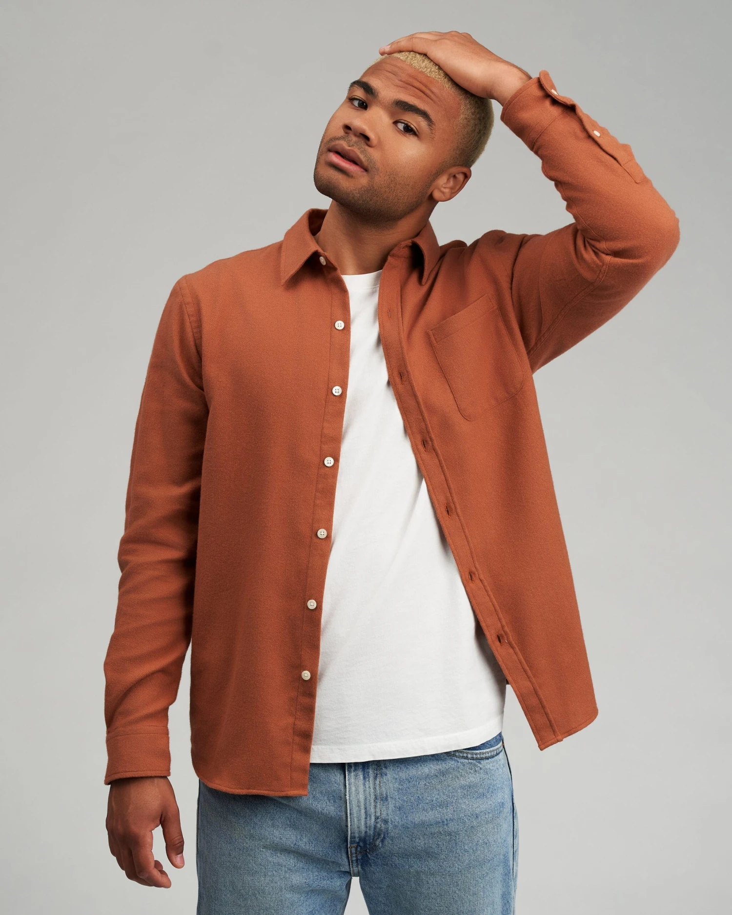 Colorful Standard Organic Flannel Shirt - Ginger Brown - Image 3