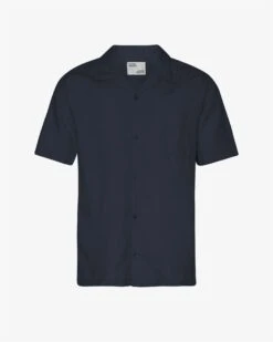 Colorful Standard Linen Short Sleeved Shirt - Navy Blue