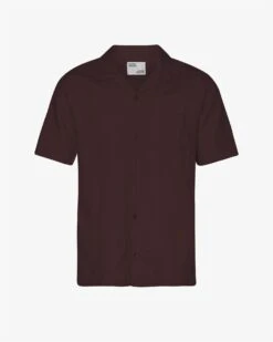 Colorful Standard Linen Short Sleeved Shirt - Oxblood Red